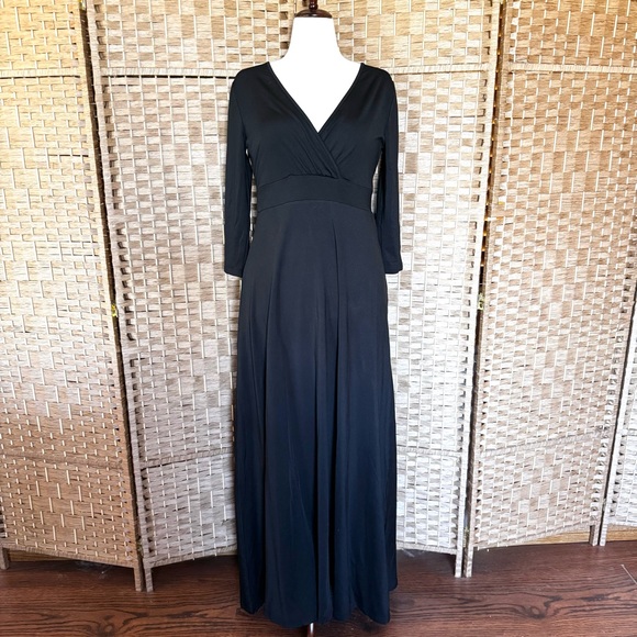 NWT black stretch knit Poseshe maxi dress L - Picture 2 of 13